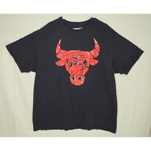 Chicago Bulls T Shirt Mens Size XXL Short Sleeve Black Entitee Puffy Logo EUC